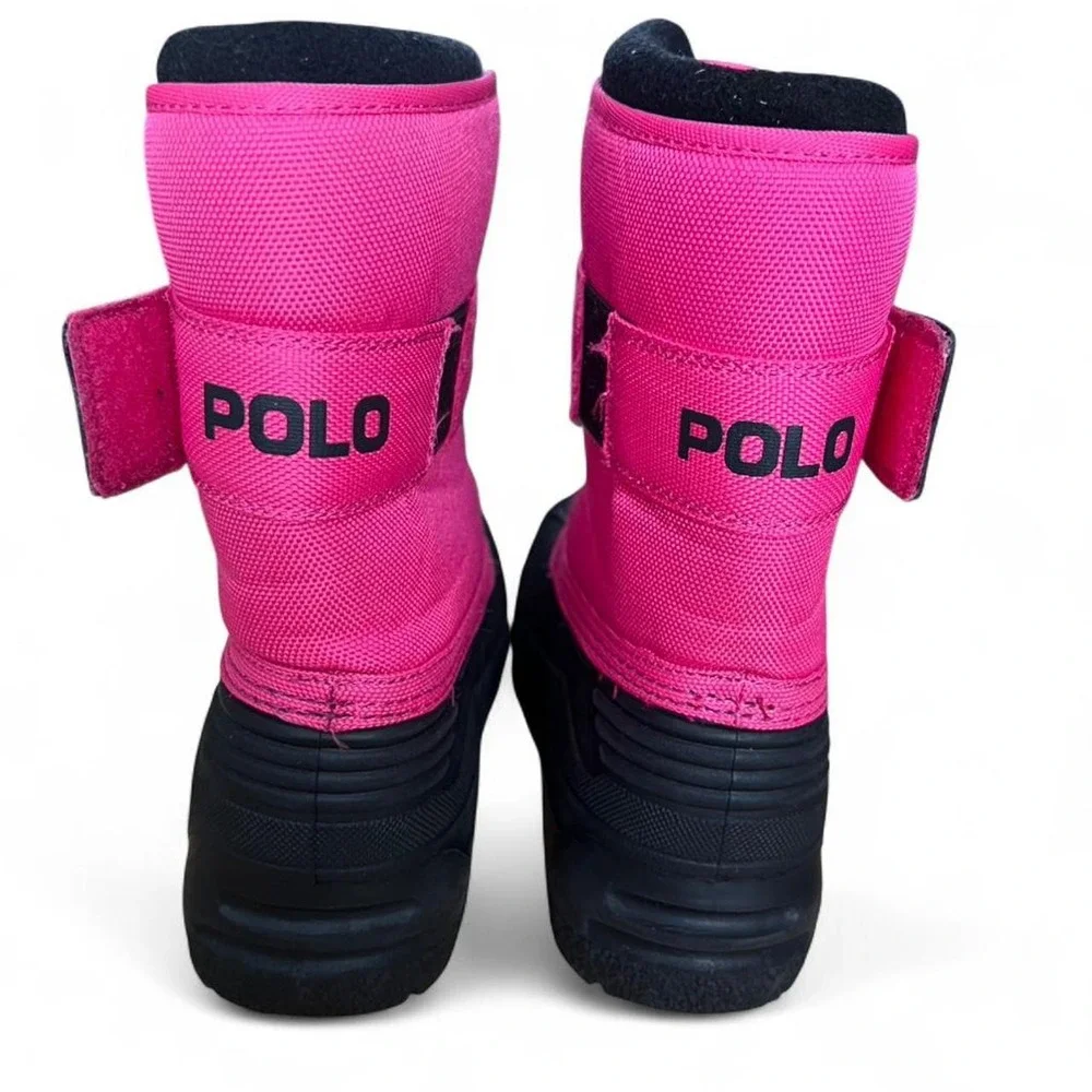 Polo Ralph Lauren Pink Snow Boots Big Kids US Size 3 Velcro Winter Cozy